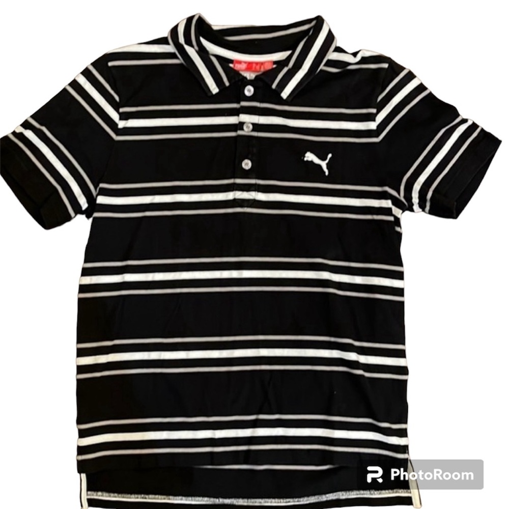 PUMA Golf Polo‎ Men's Size Small Black Stripe White Grey